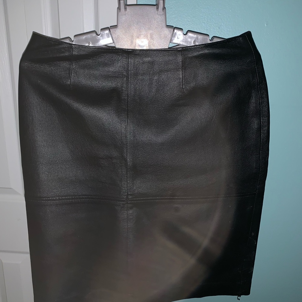 Newport News Black Leather Skirt